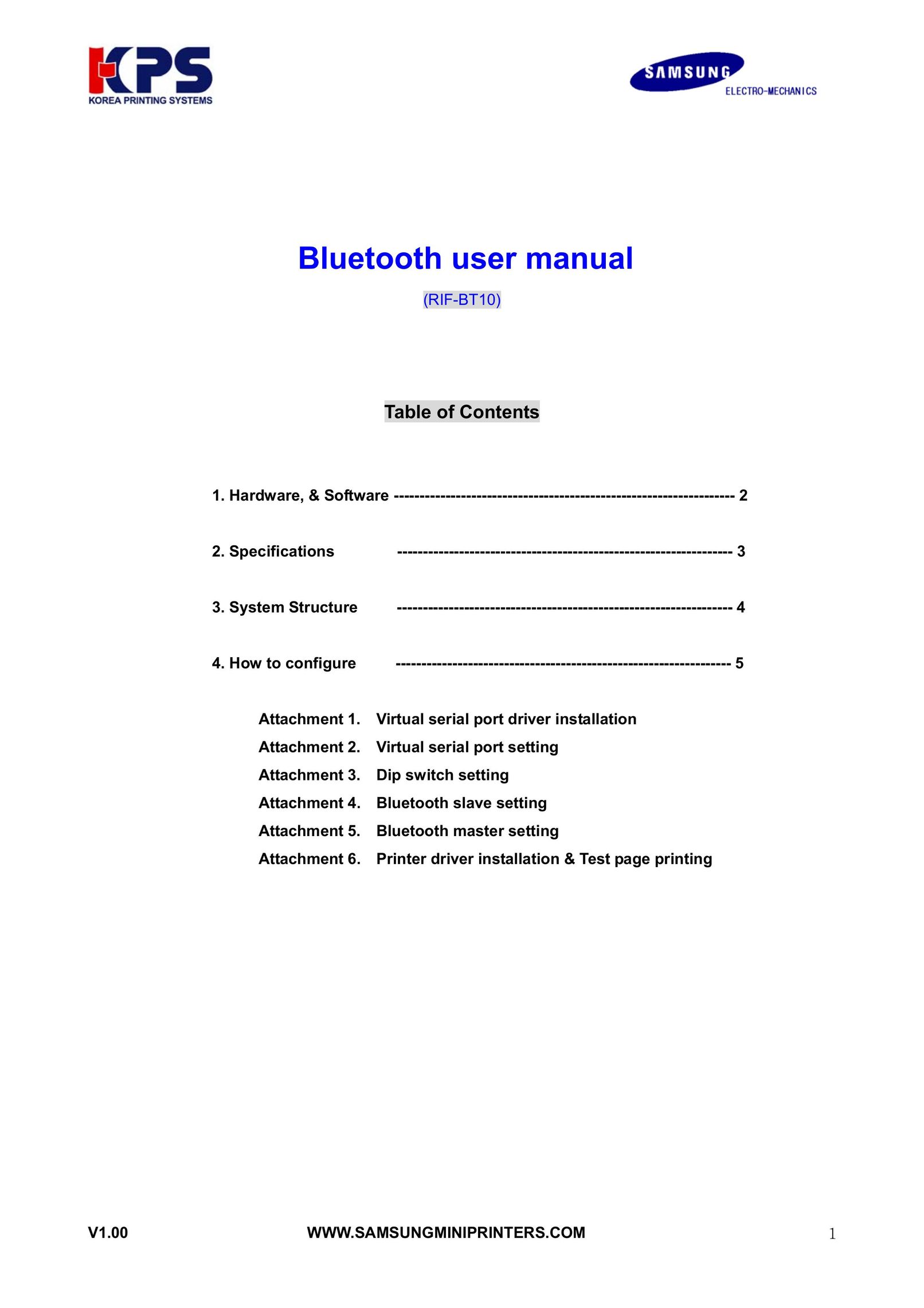 Samsung RIF-BT10 Network Card User Manual