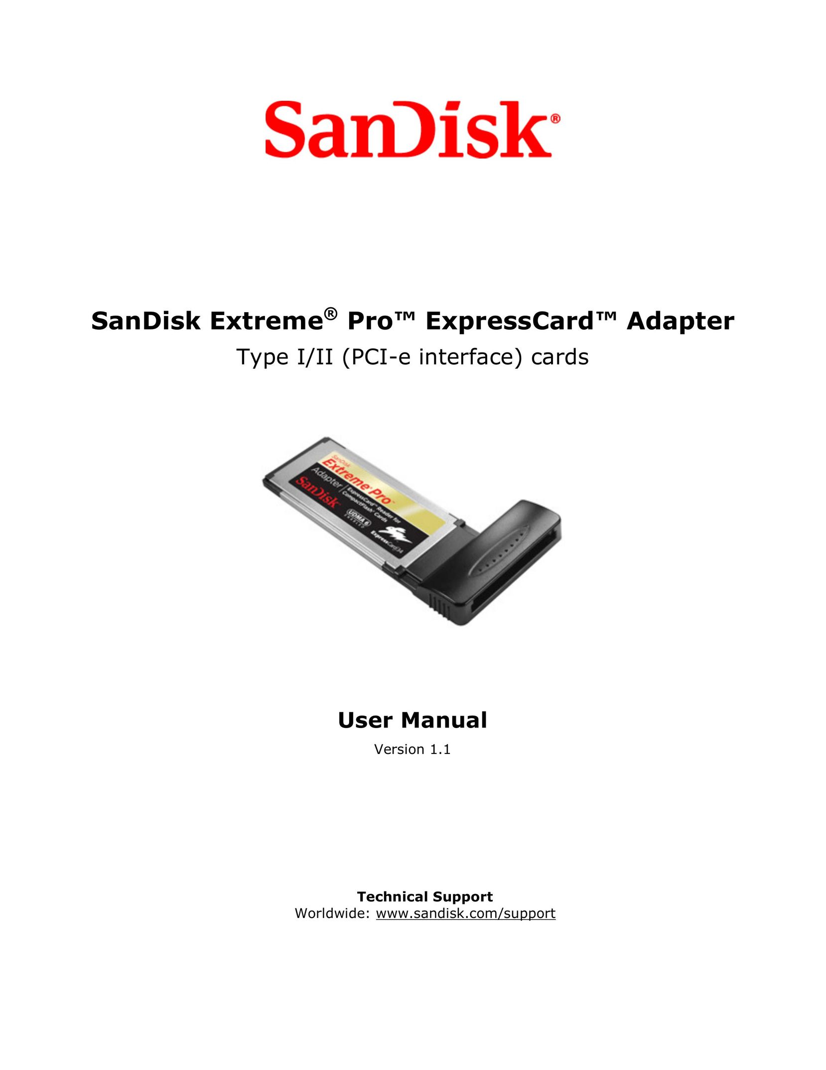 SanDisk Type I/II (PCI-e Interface) Cards Network Card User Manual