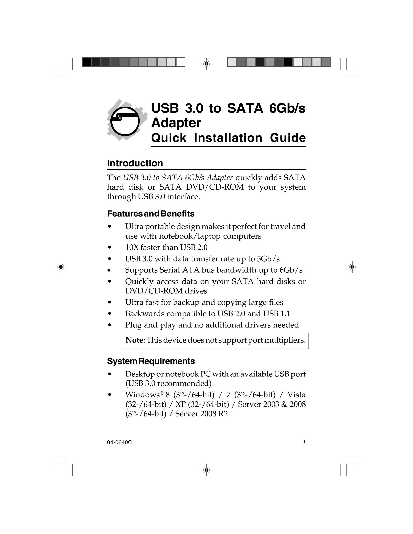 SIIG 6Gb/s Network Card User Manual