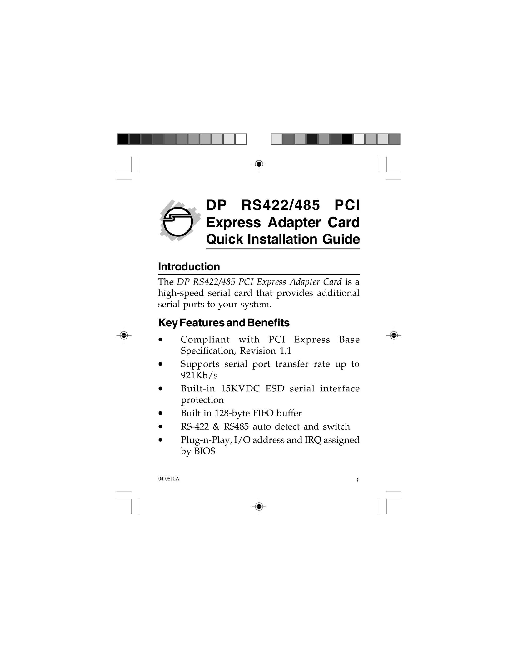 SIIG DP RS422 Network Card User Manual