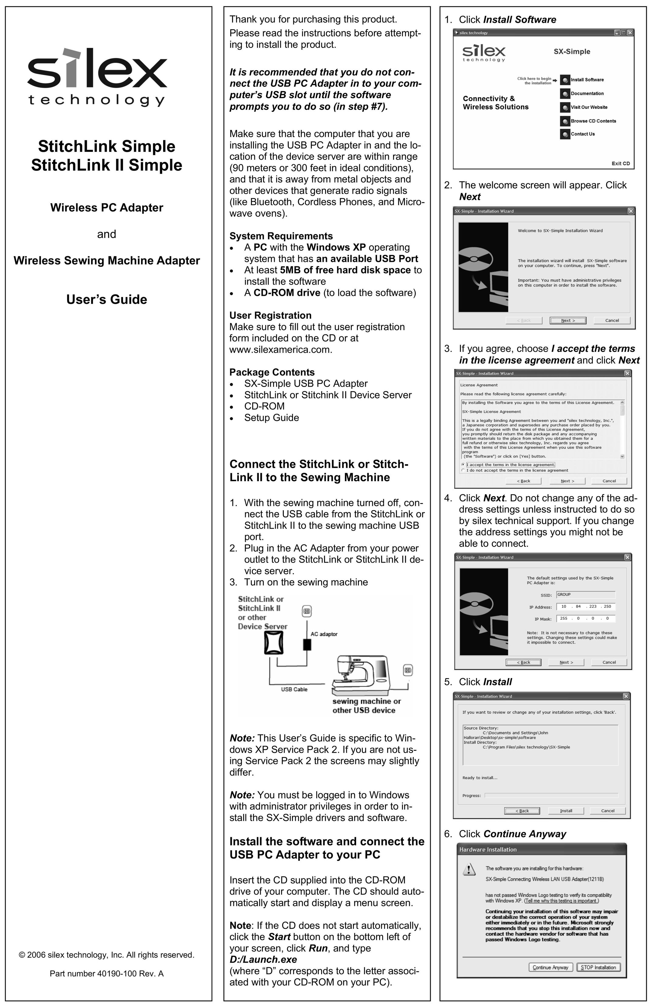 Silex technology 40190-100 Network Card User Manual