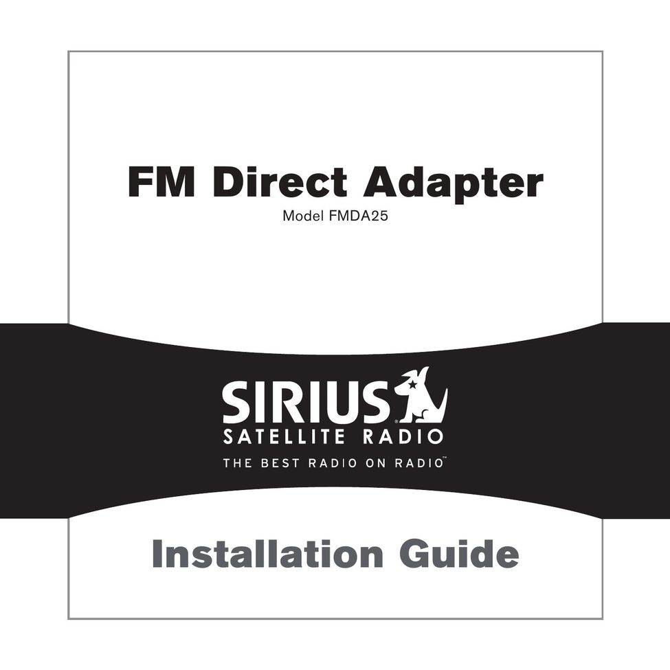 Sirius Satellite Radio FMDA25 Network Card User Manual