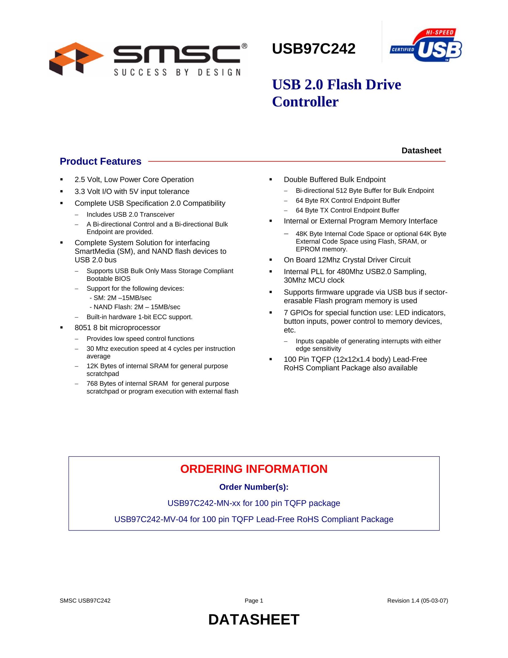 SMSC USB97C242 Network Card User Manual