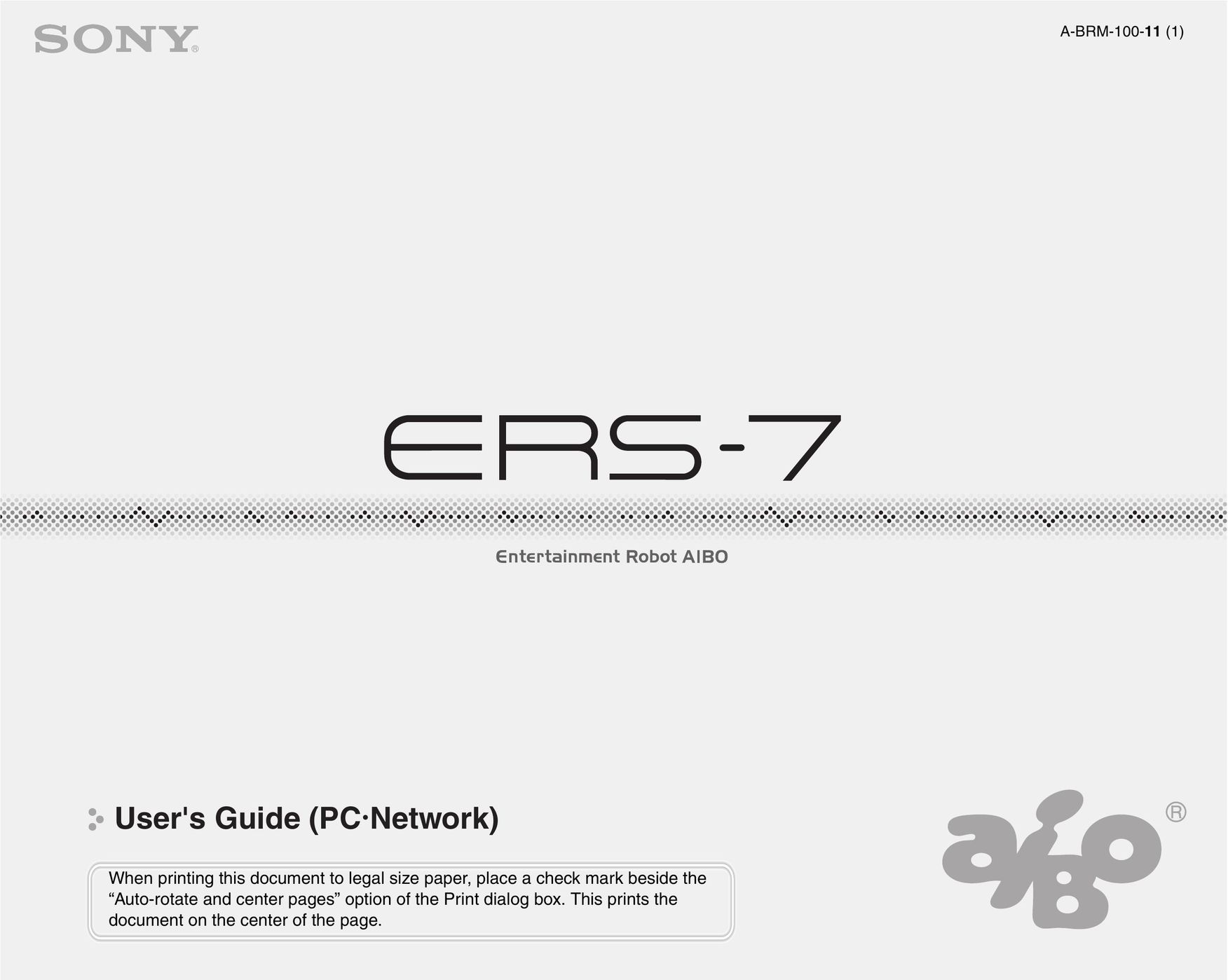 Sony ERS-7 Network Card User Manual