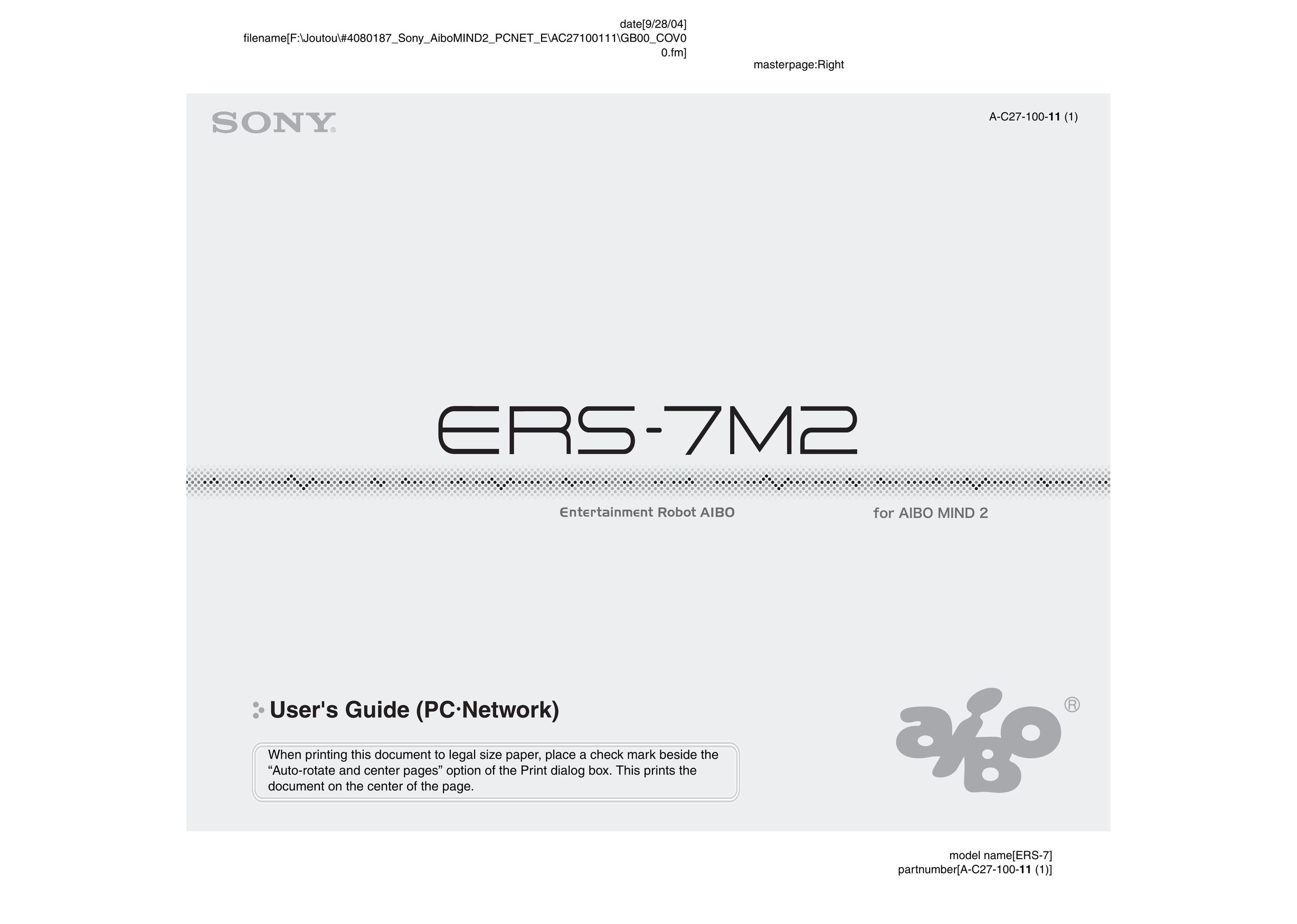 Sony ERS-7M2 Network Card User Manual