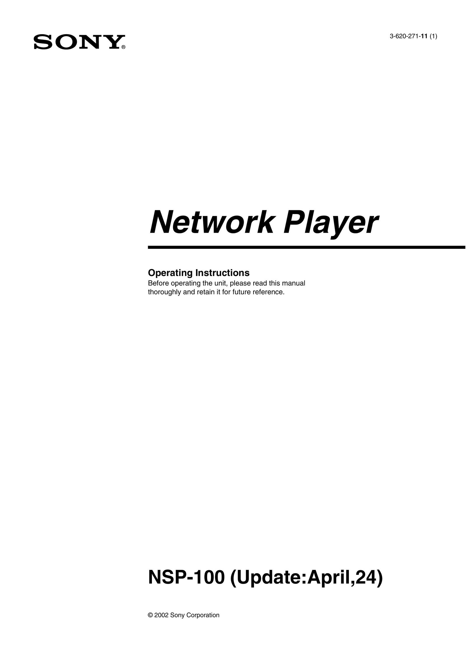 Sony NSP-100 Network Card User Manual