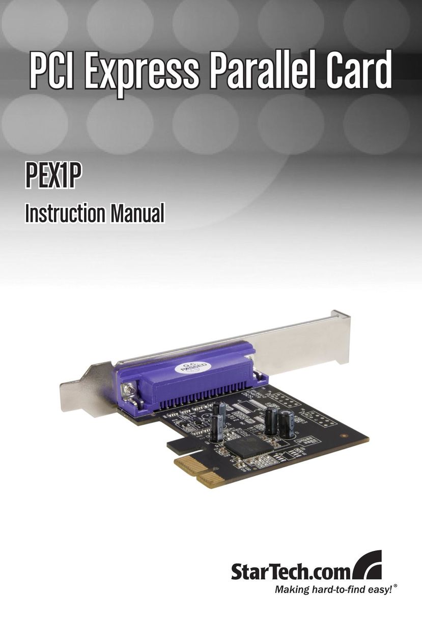 StarTech.com PEX1P Network Card User Manual