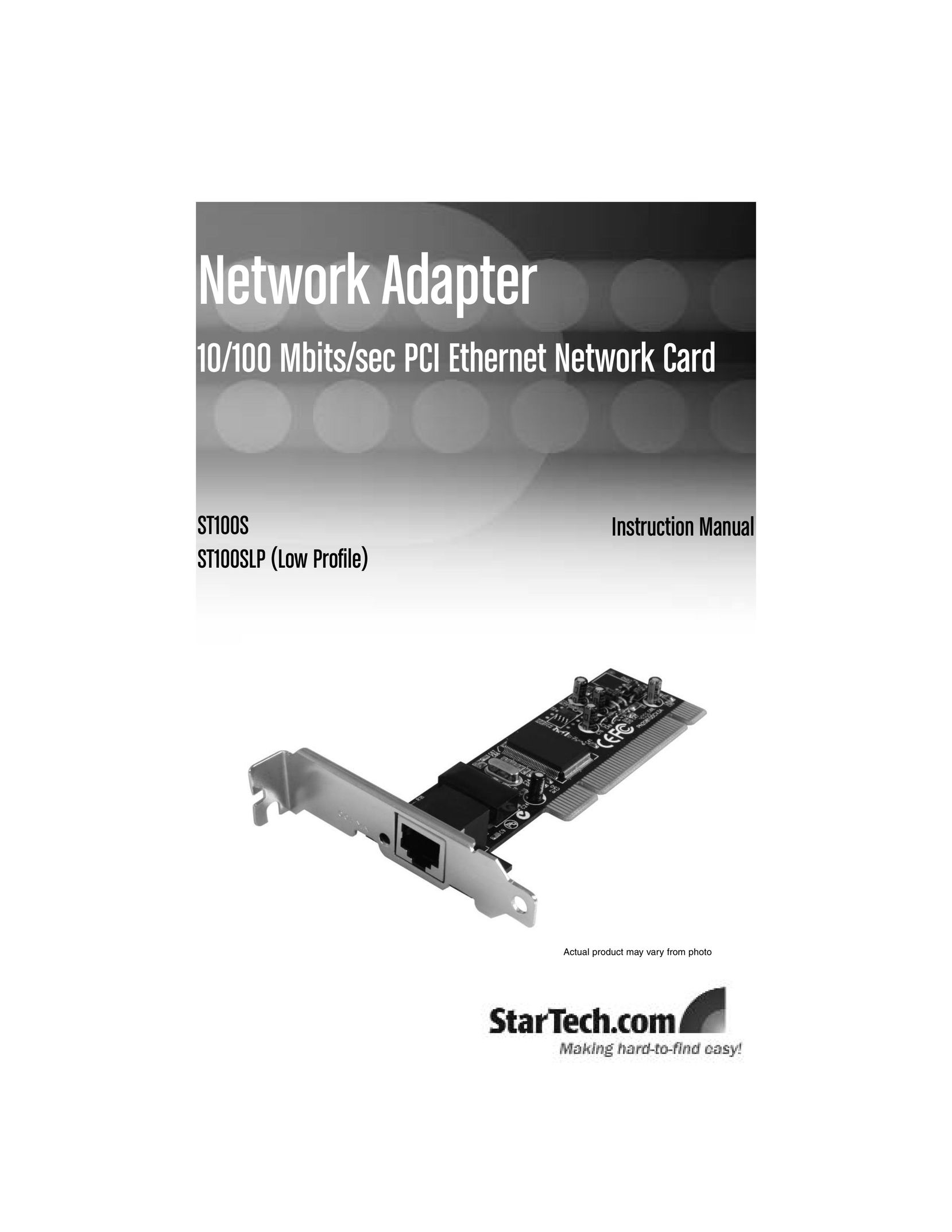 StarTech.com ST100S Network Card User Manual