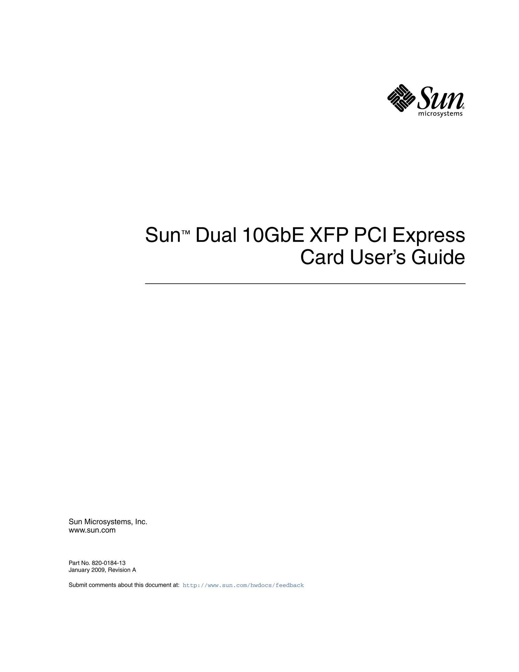 Sun Microsystems 10GBE XFP Network Card User Manual