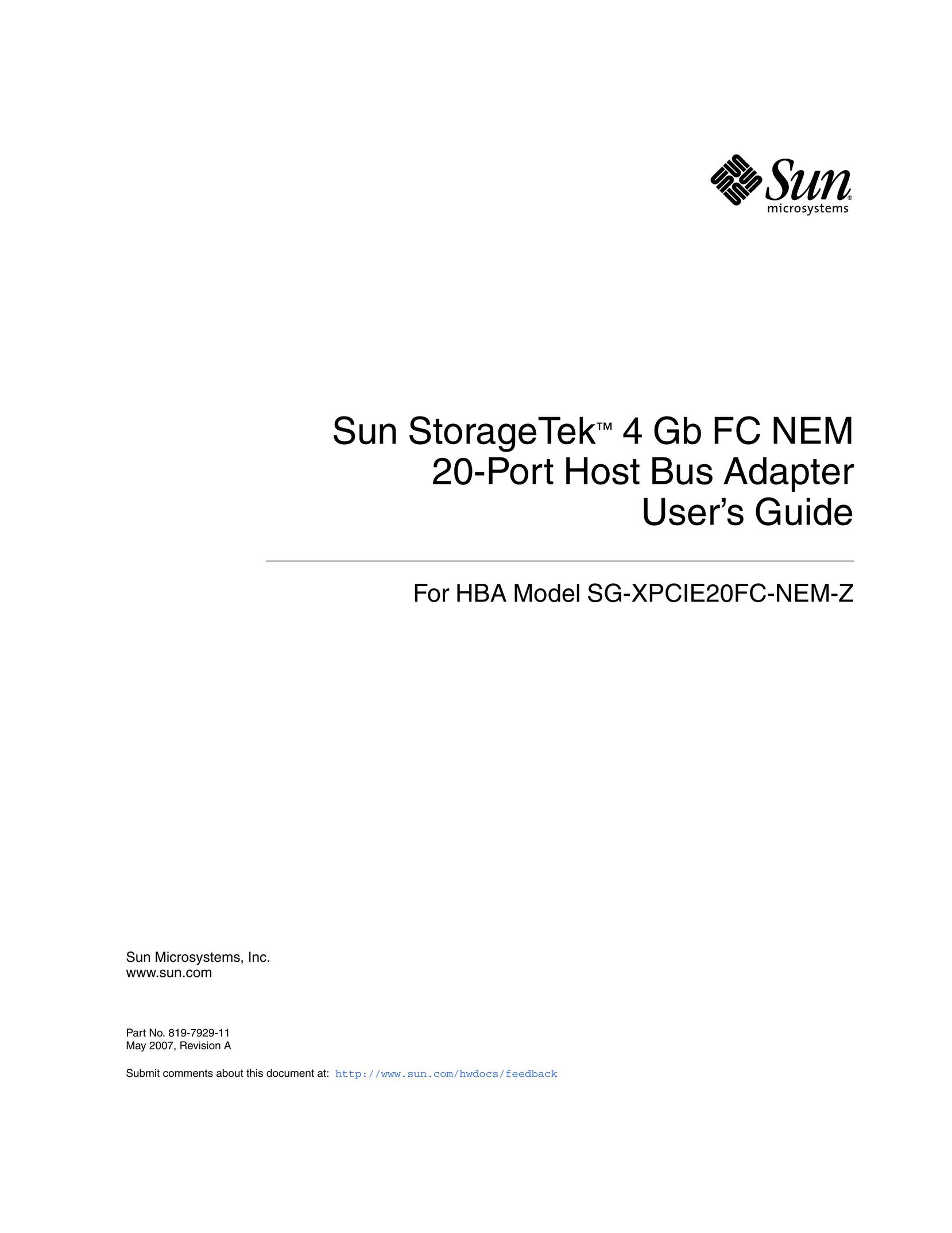 Sun Microsystems 2.0 Network Card User Manual