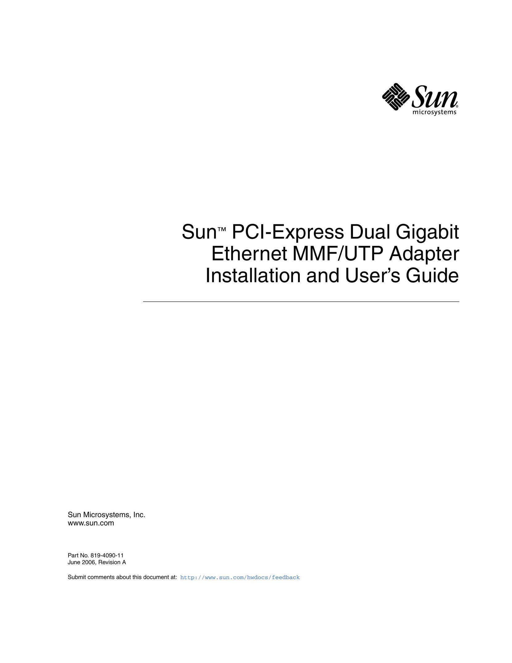 Sun Microsystems Ethernet MMF/UTP Adapter Network Card User Manual