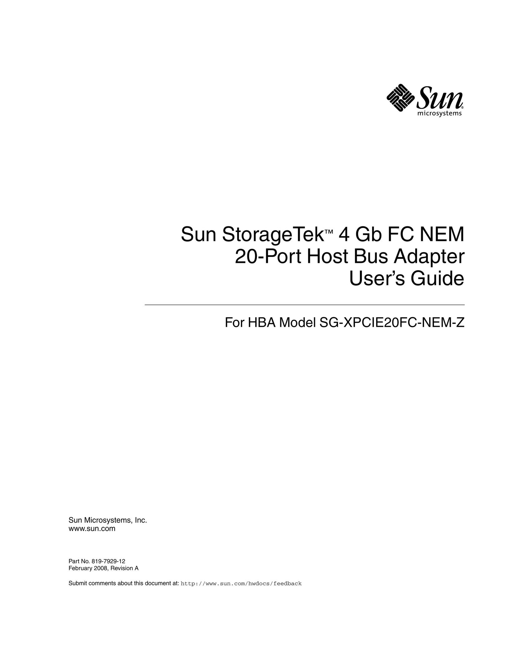 Sun Microsystems SG-XPCIE20FC-NEM-Z Network Card User Manual