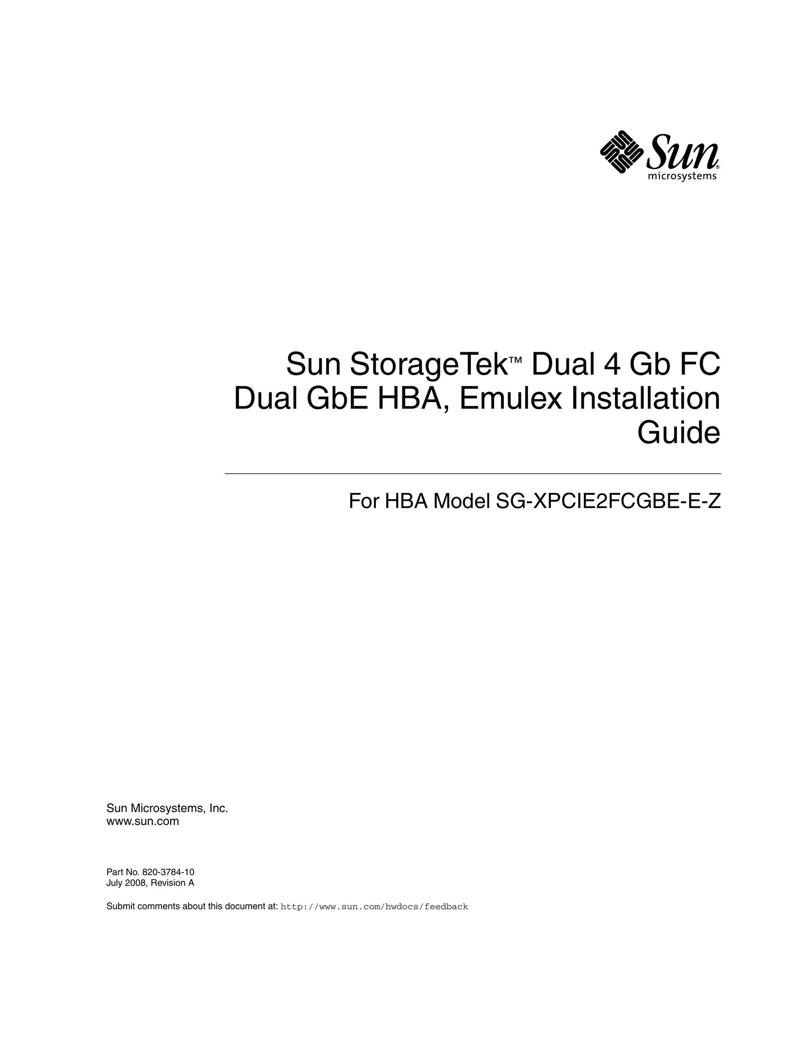 Sun Microsystems SG-XPCIE2FCGBE-E-Z Network Card User Manual