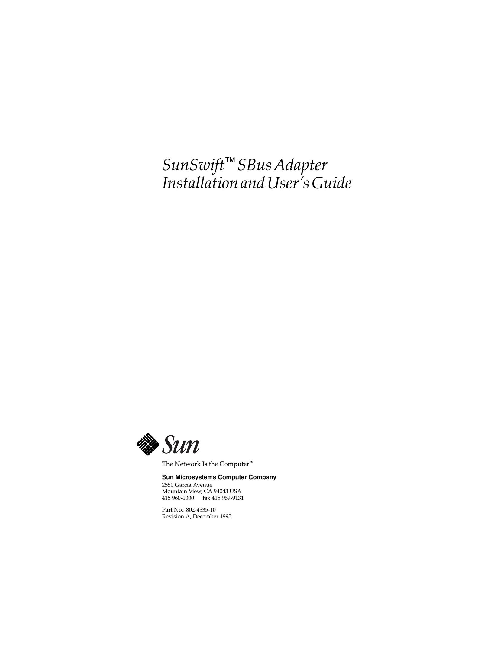 Sun Microsystems SPARCcenter 2000 Network Card User Manual