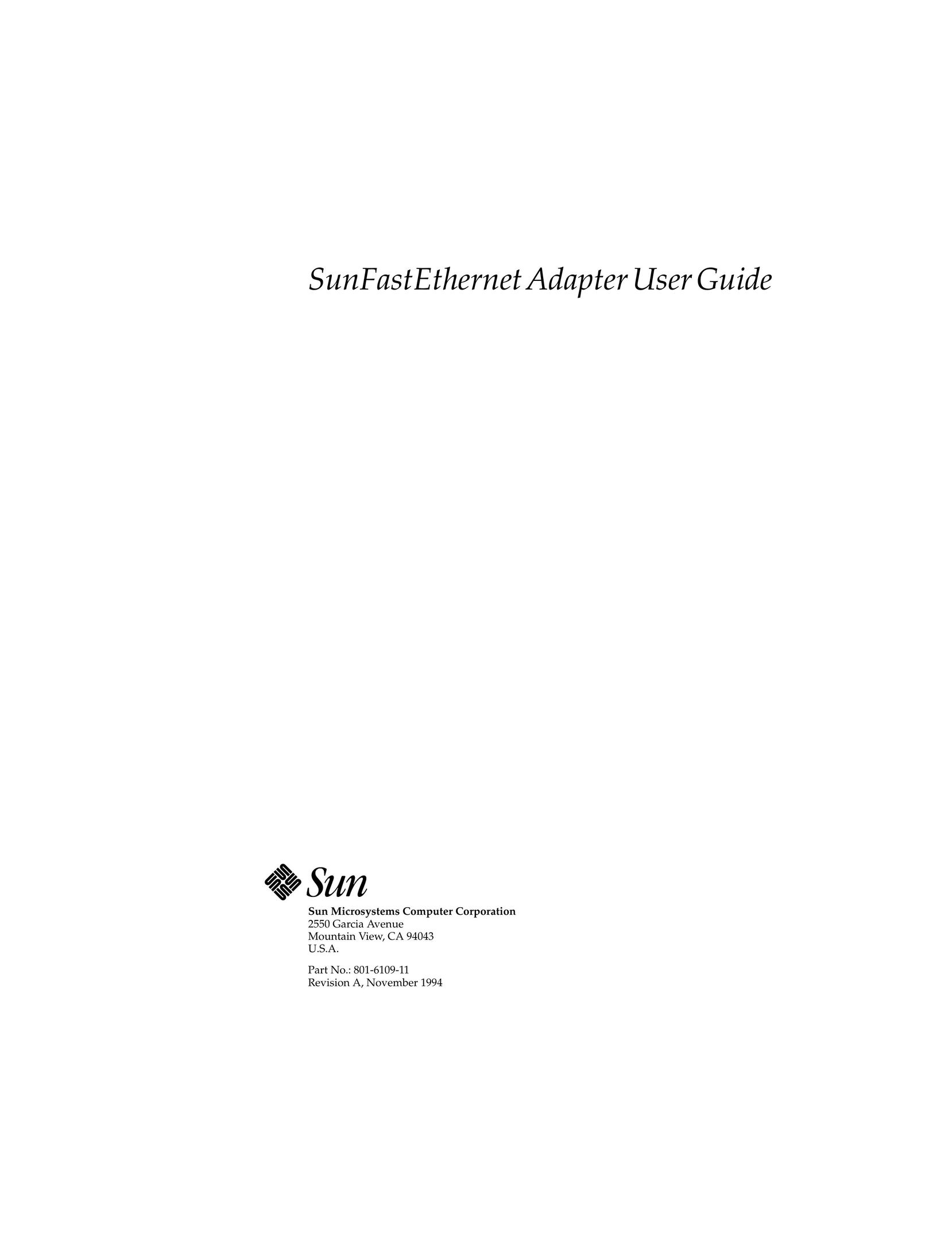 Sun Microsystems SunFastEthernet Adapte Network Card User Manual