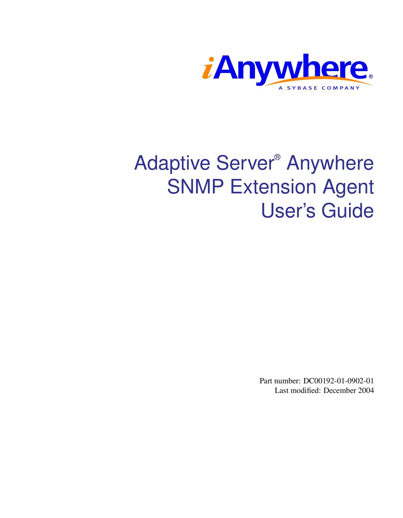 Sybase Adaptive Server Anywhere SNMP Extension Agent Network Card User Manual