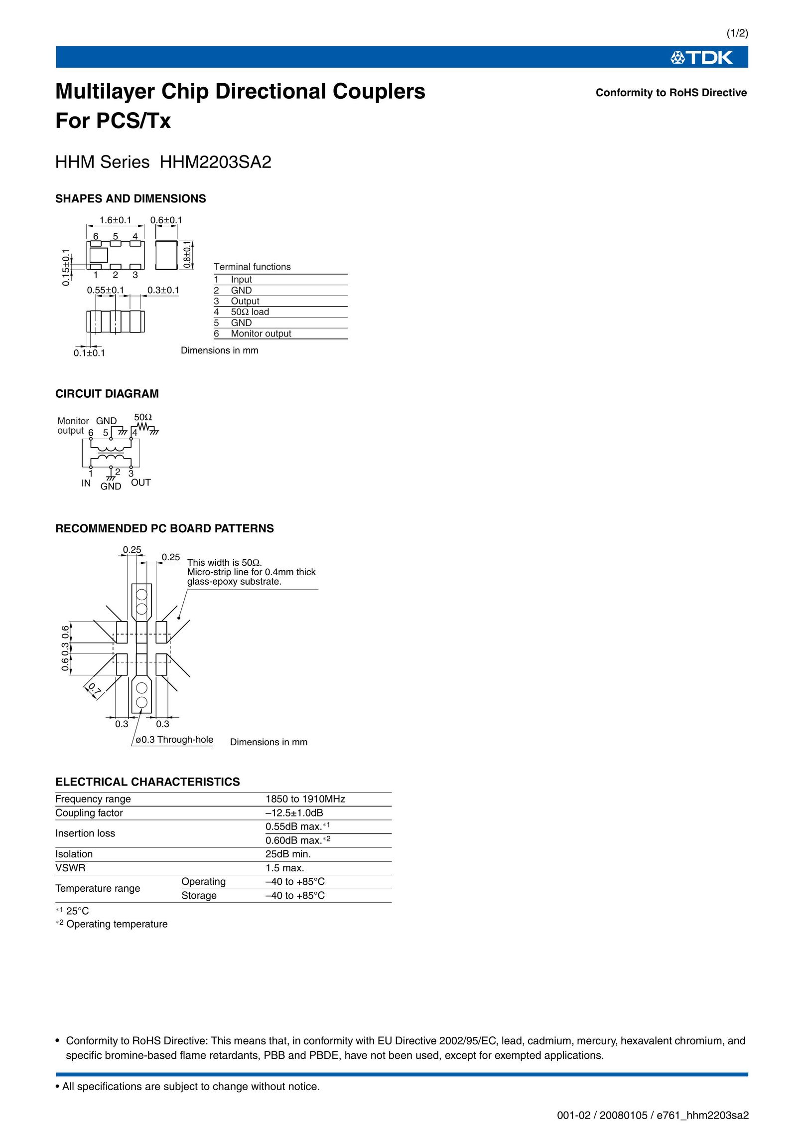 TDK HHM2203SA2 Network Card User Manual