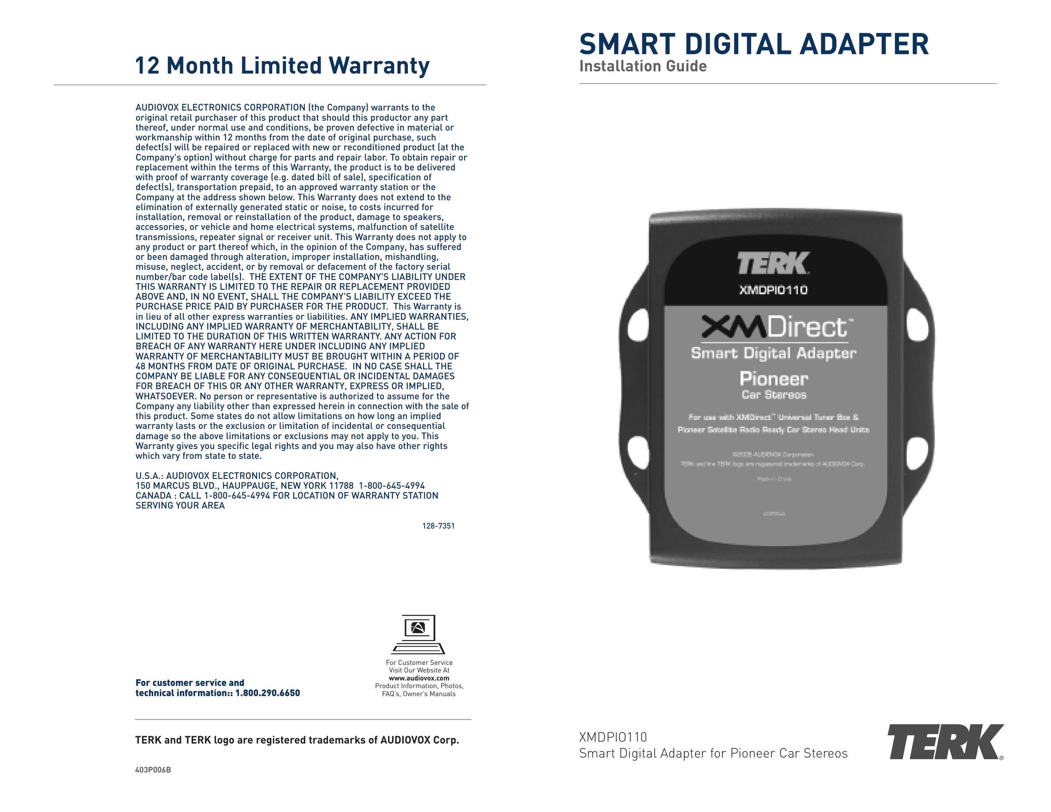 TERK Technologies XMDPIO110 Network Card User Manual