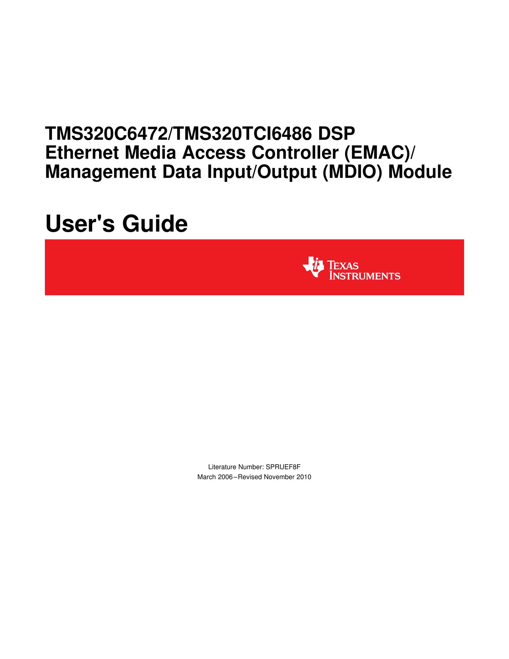 Texas Instruments TMS320TCI6486 Network Card User Manual