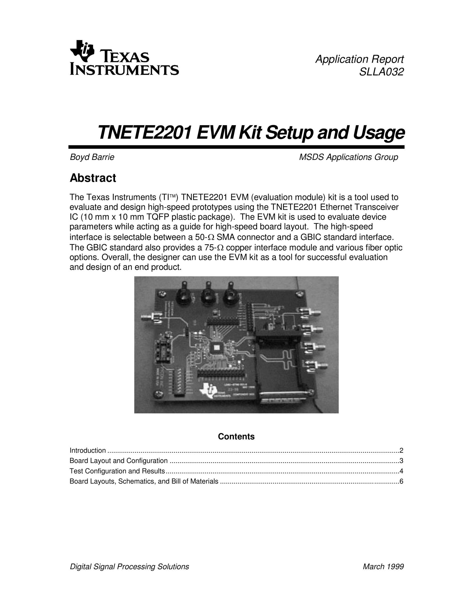 Texas Instruments TNETE2201 Network Card User Manual
