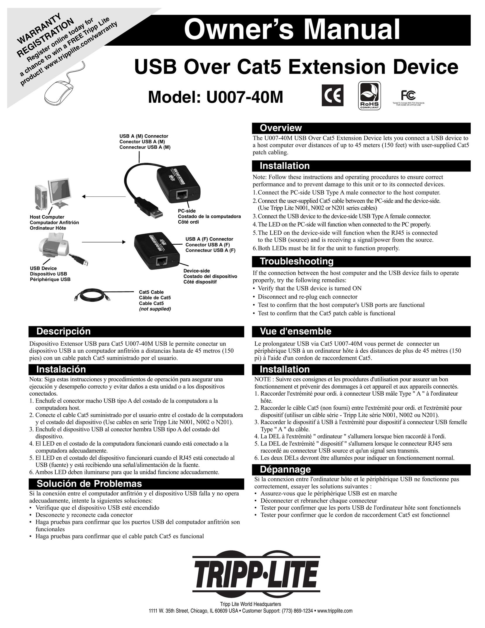 Tripp Lite U007-40M Network Card User Manual