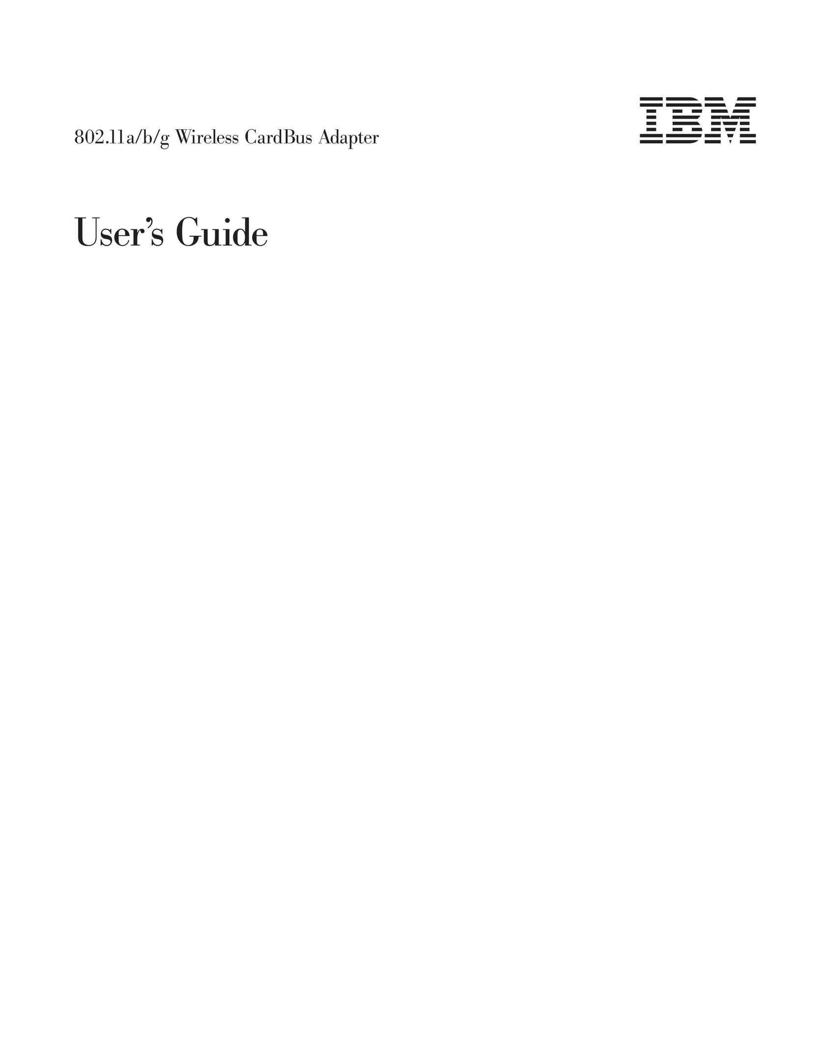 Trust Computer Products IBM 802.11a/b/g Wireless CardBus Adapter Network Card User Manual