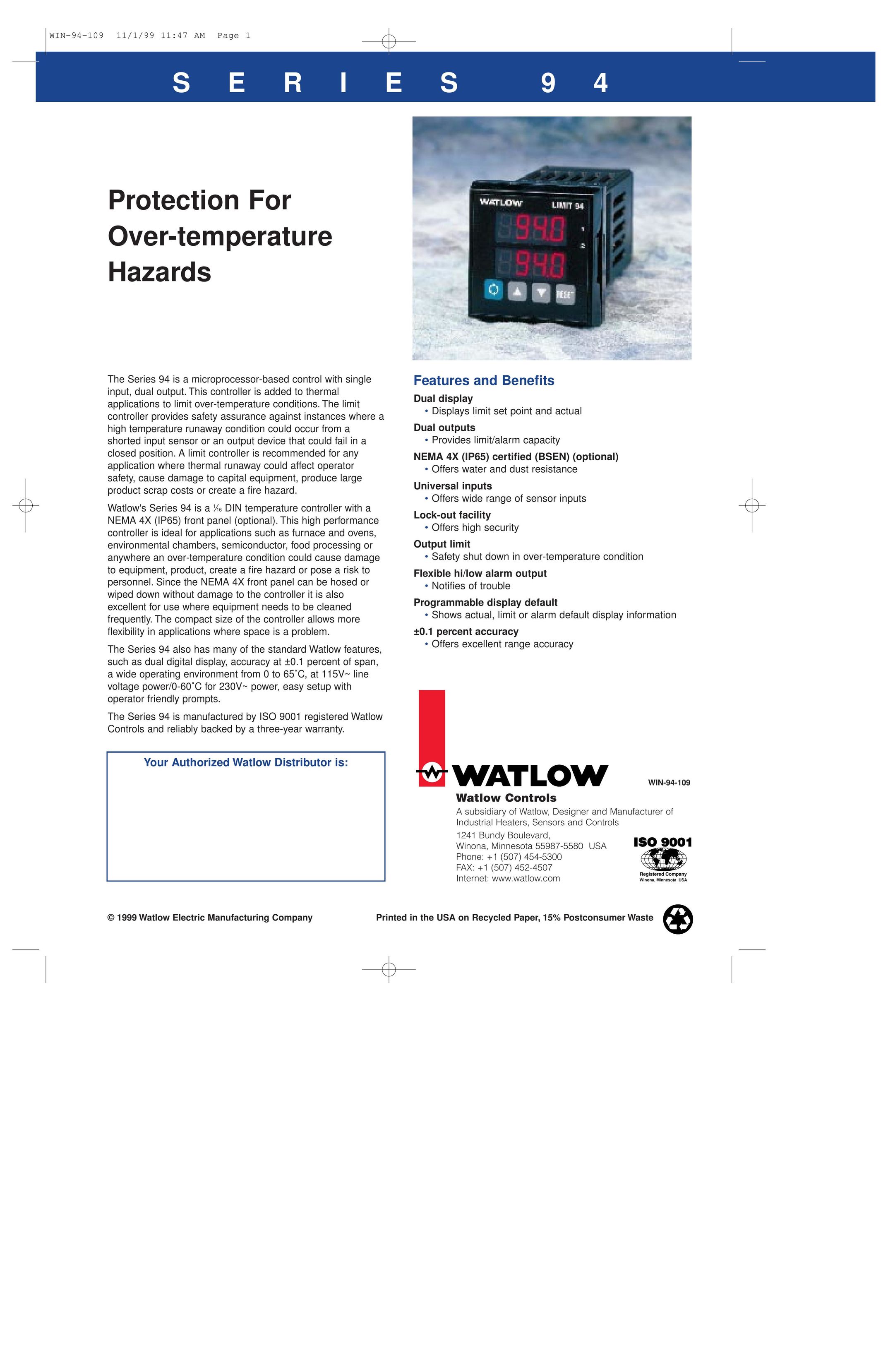 Watlow Electric Series 94 Network Card User Manual