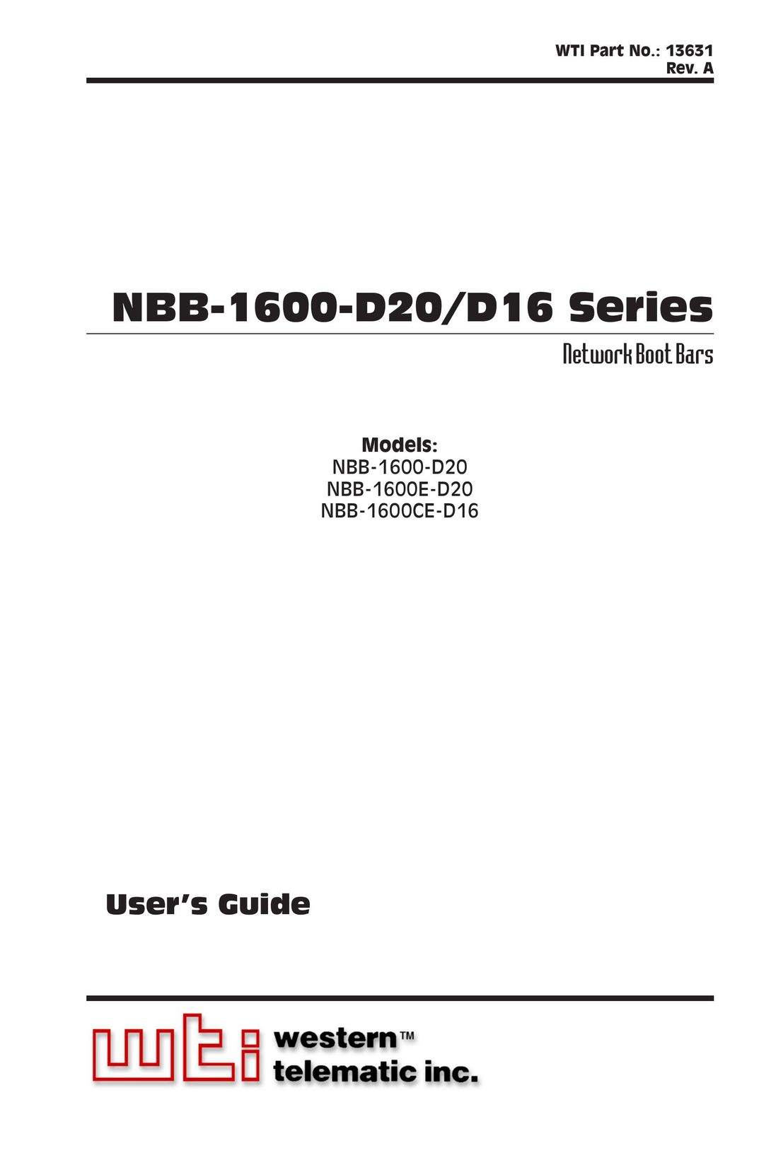 Western Telematic NBB-1600-D20, NBB-1600DE-D20, NBB-1600CE-D16 Network Card User Manual