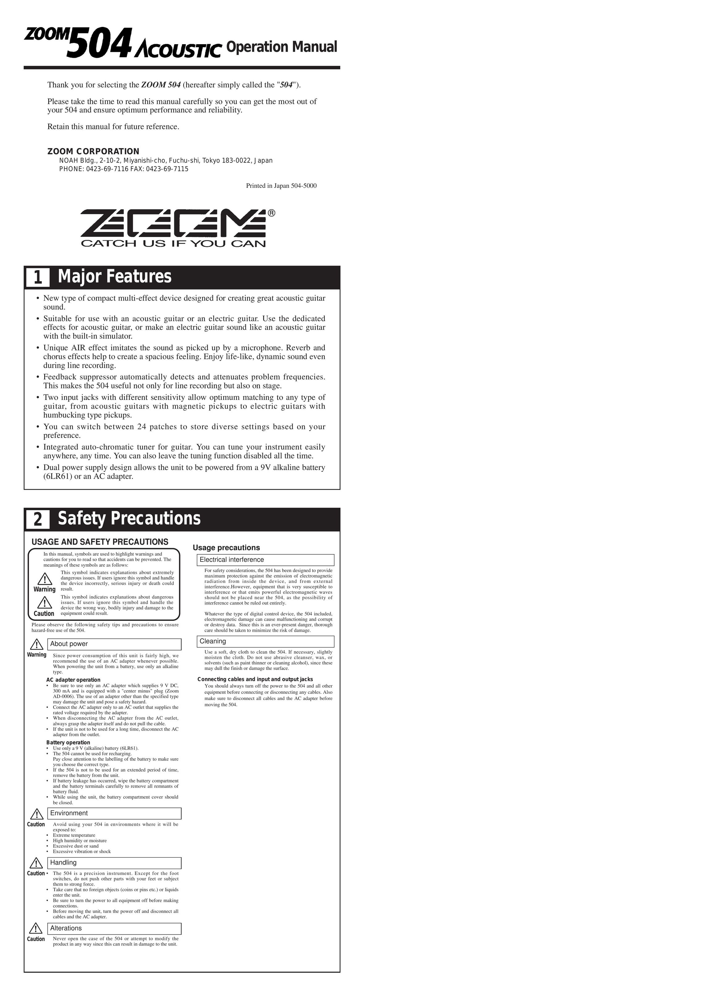 Zoom 504 Network Card User Manual