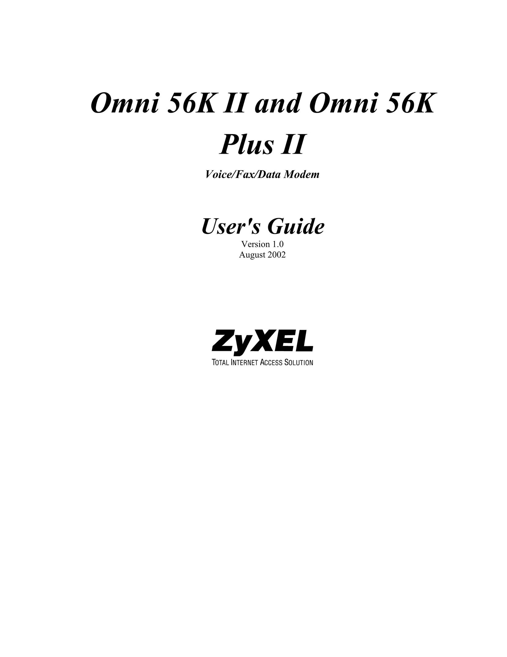 ZyXEL Communications 56K II, 56K Plus II Network Card User Manual