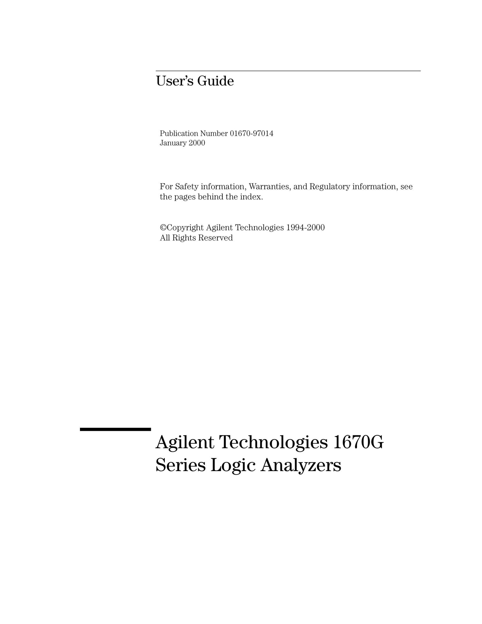 Agilent Technologies 1670G Network Hardware User Manual