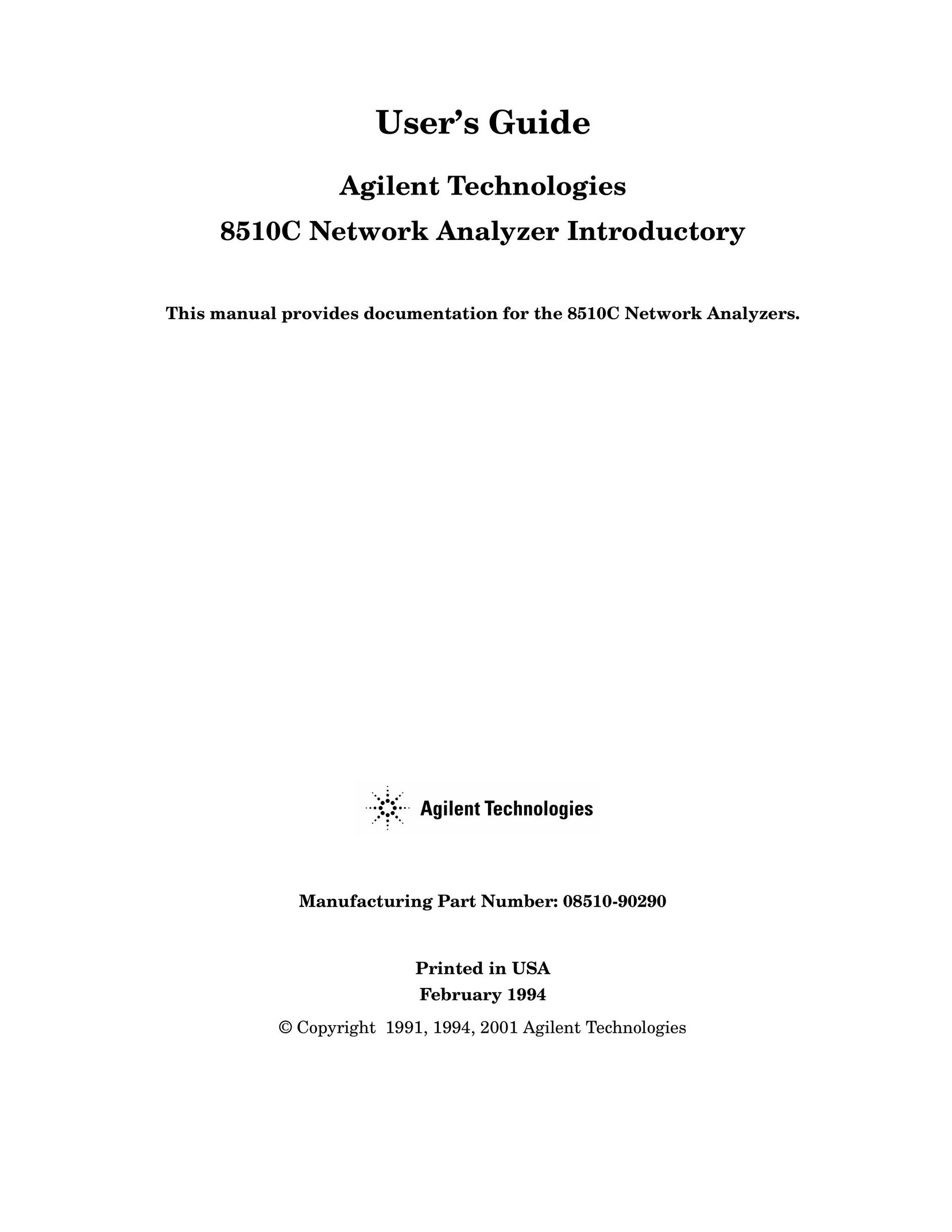 Agilent Technologies 8510C Network Hardware User Manual