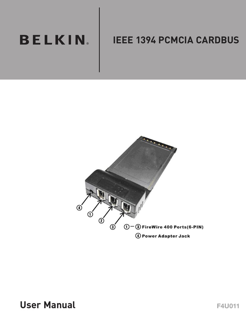 Belkin F4U011 Network Hardware User Manual