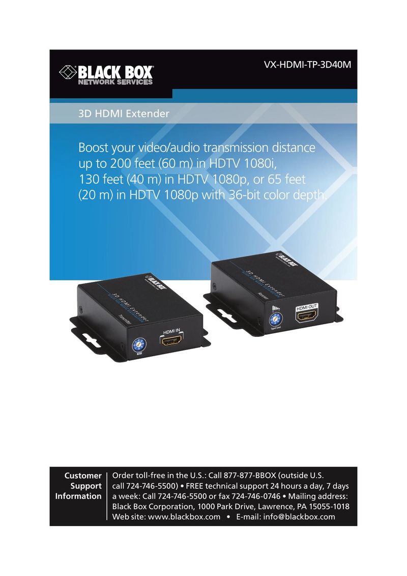 Black Box 3D HDMI Extender Network Hardware User Manual