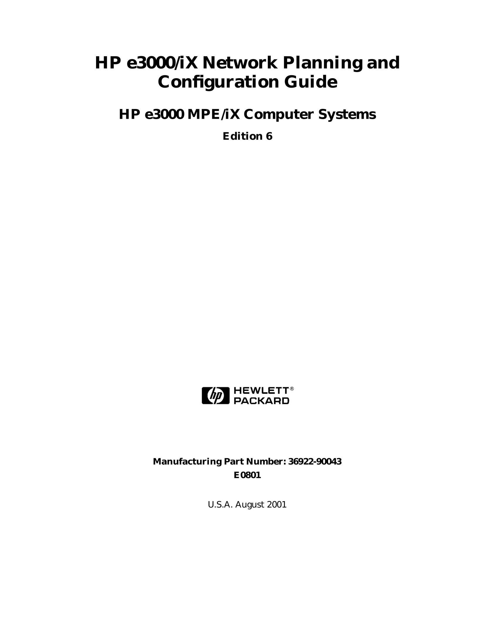 HP (Hewlett-Packard) E3000 MPE/IX Network Hardware User Manual