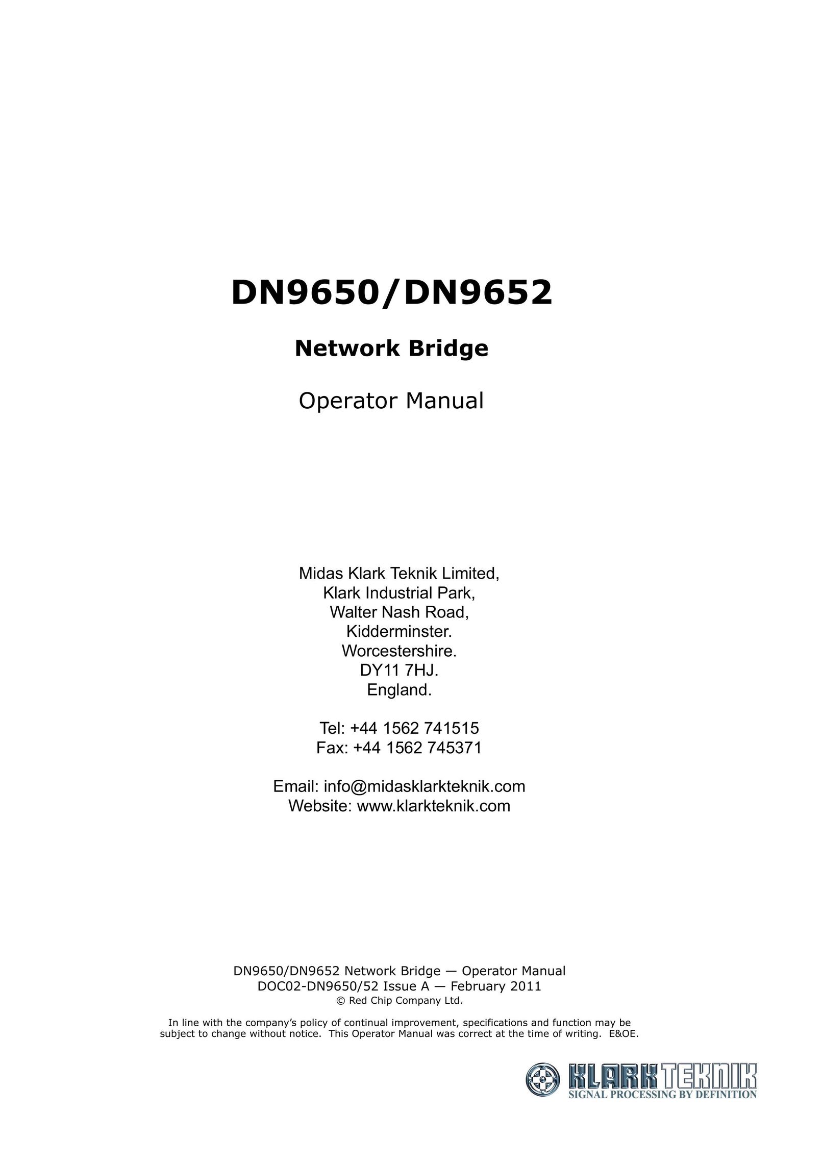 Klark Teknik DN 9650 Network Hardware User Manual
