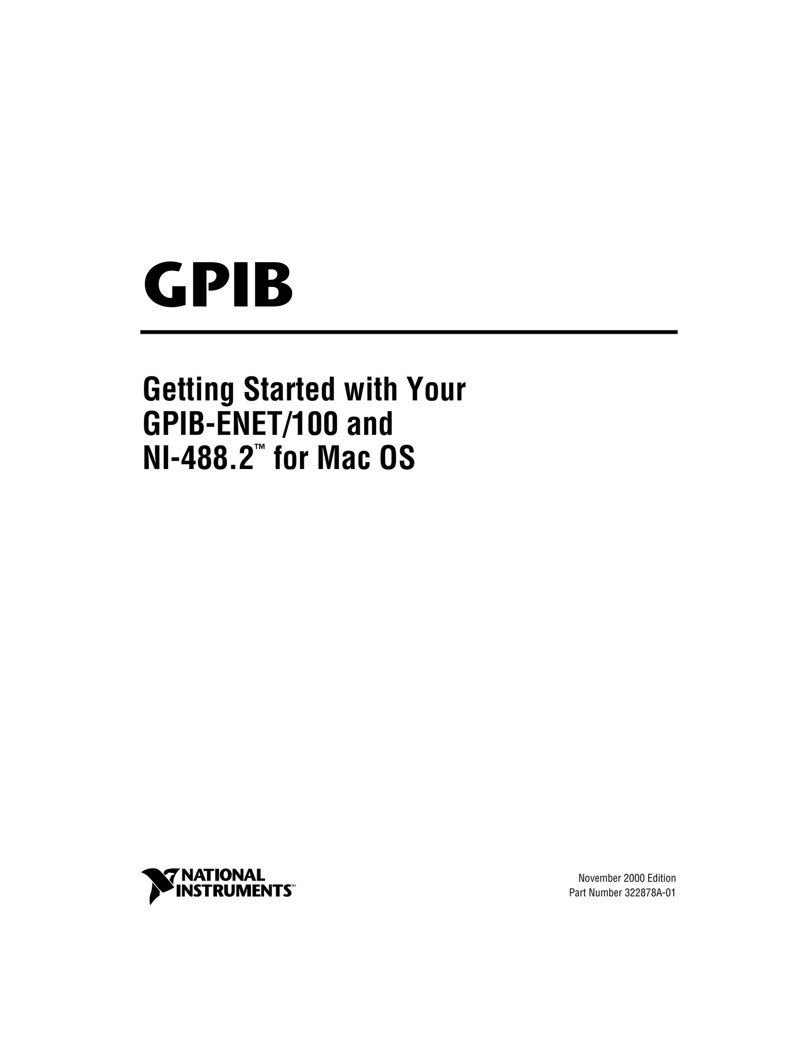 National Instruments GPIB-ENET/100 Network Hardware User Manual
