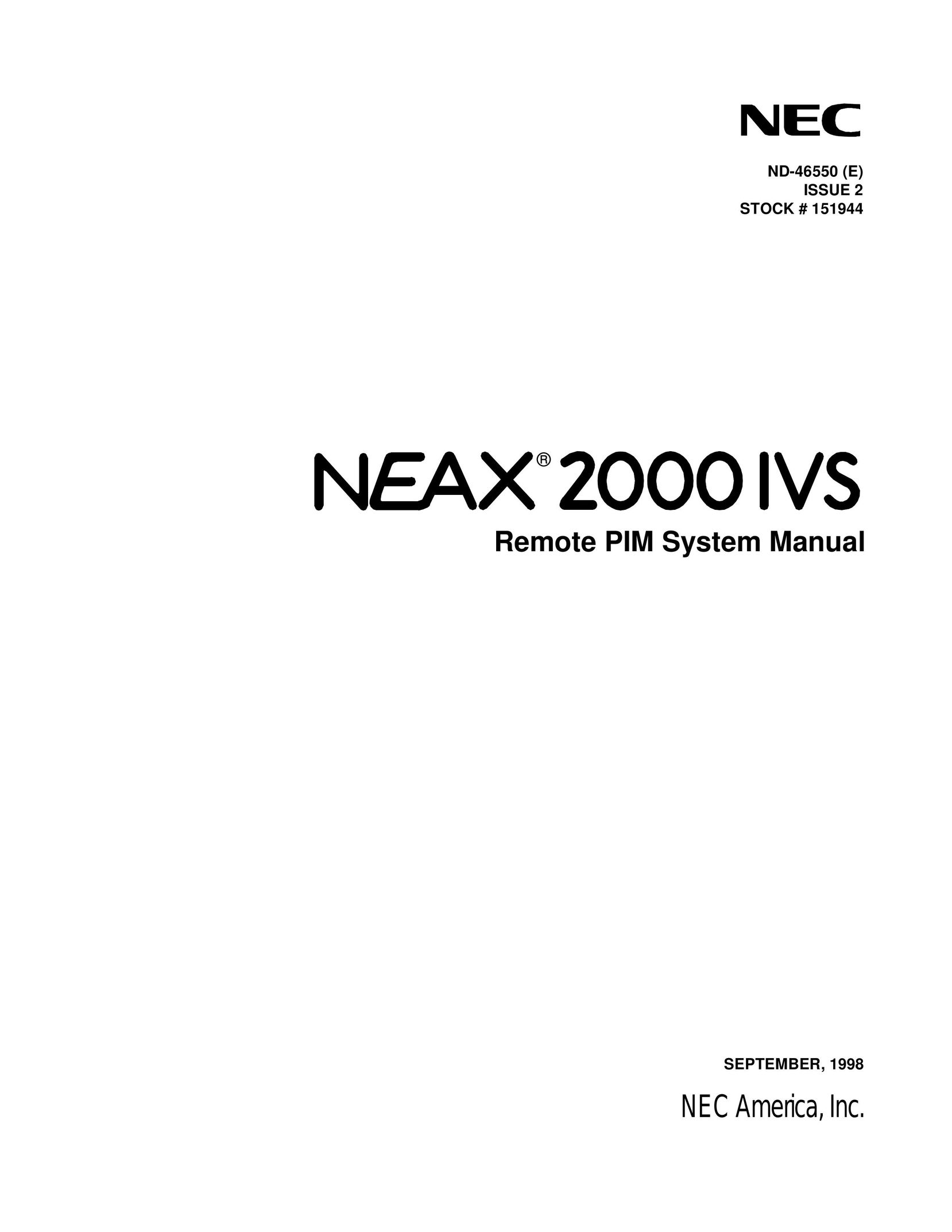 NEC 151944 Network Hardware User Manual