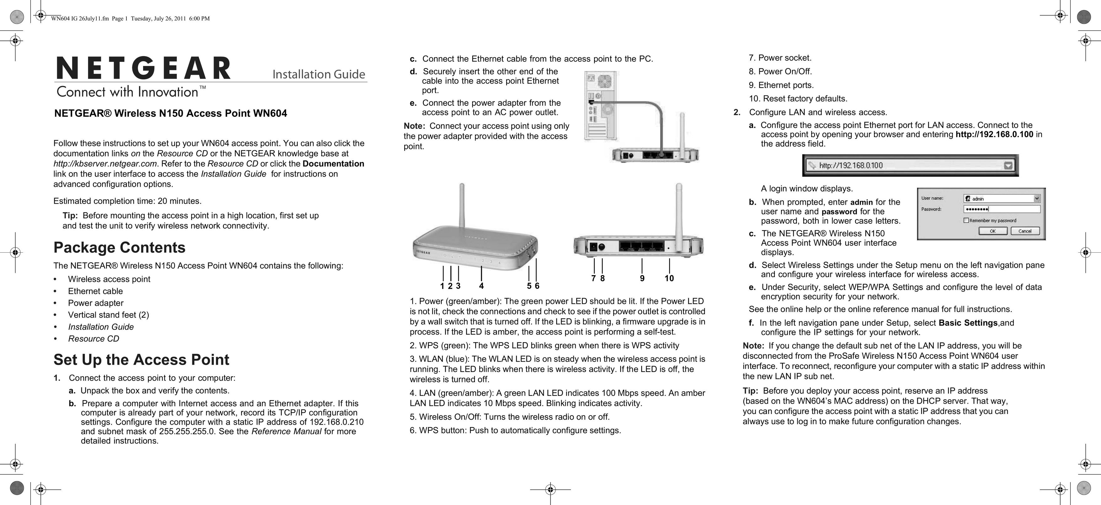 NETGEAR WN604-100NAS Network Hardware User Manual