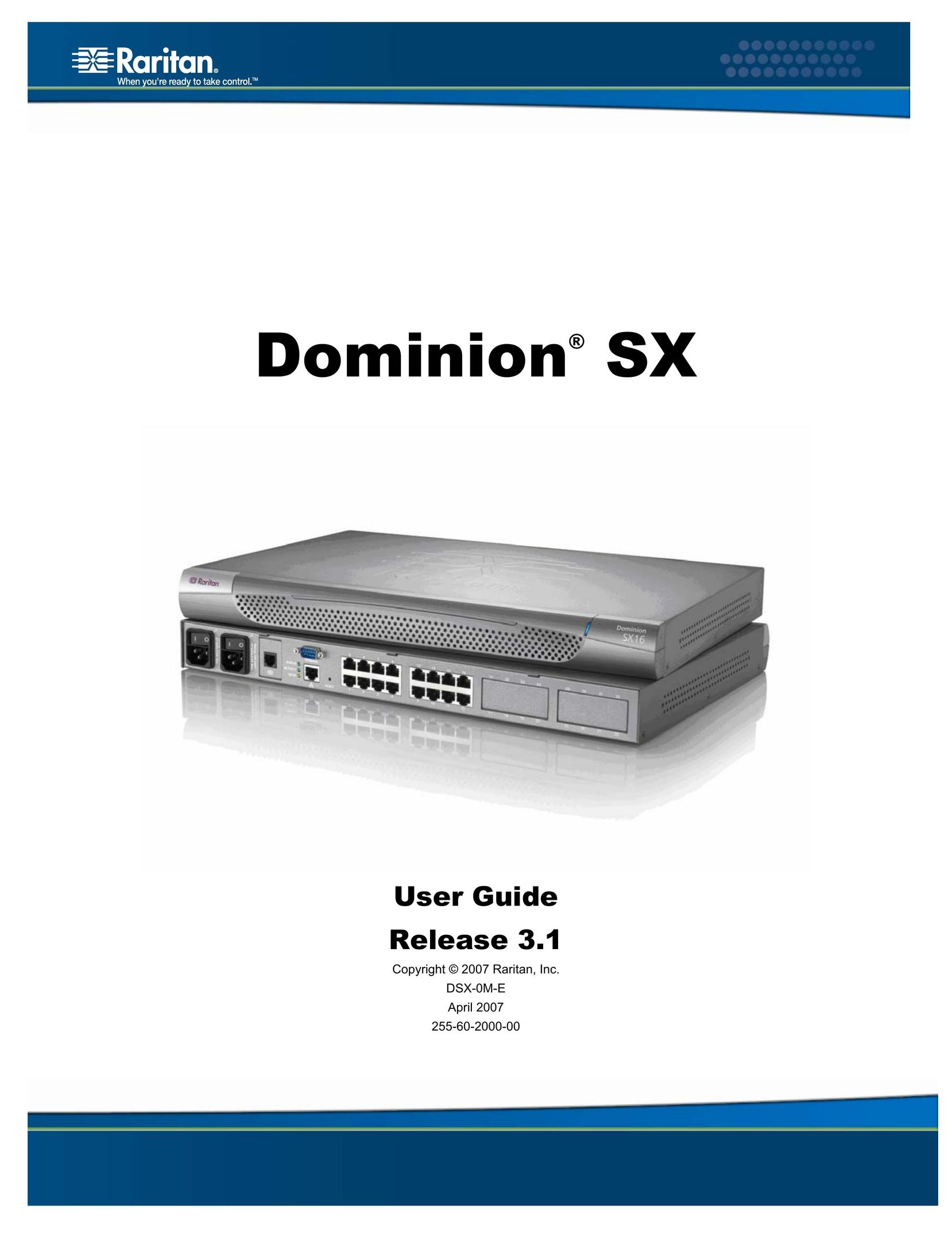 Raritan Computer SX Network Hardware User Manual