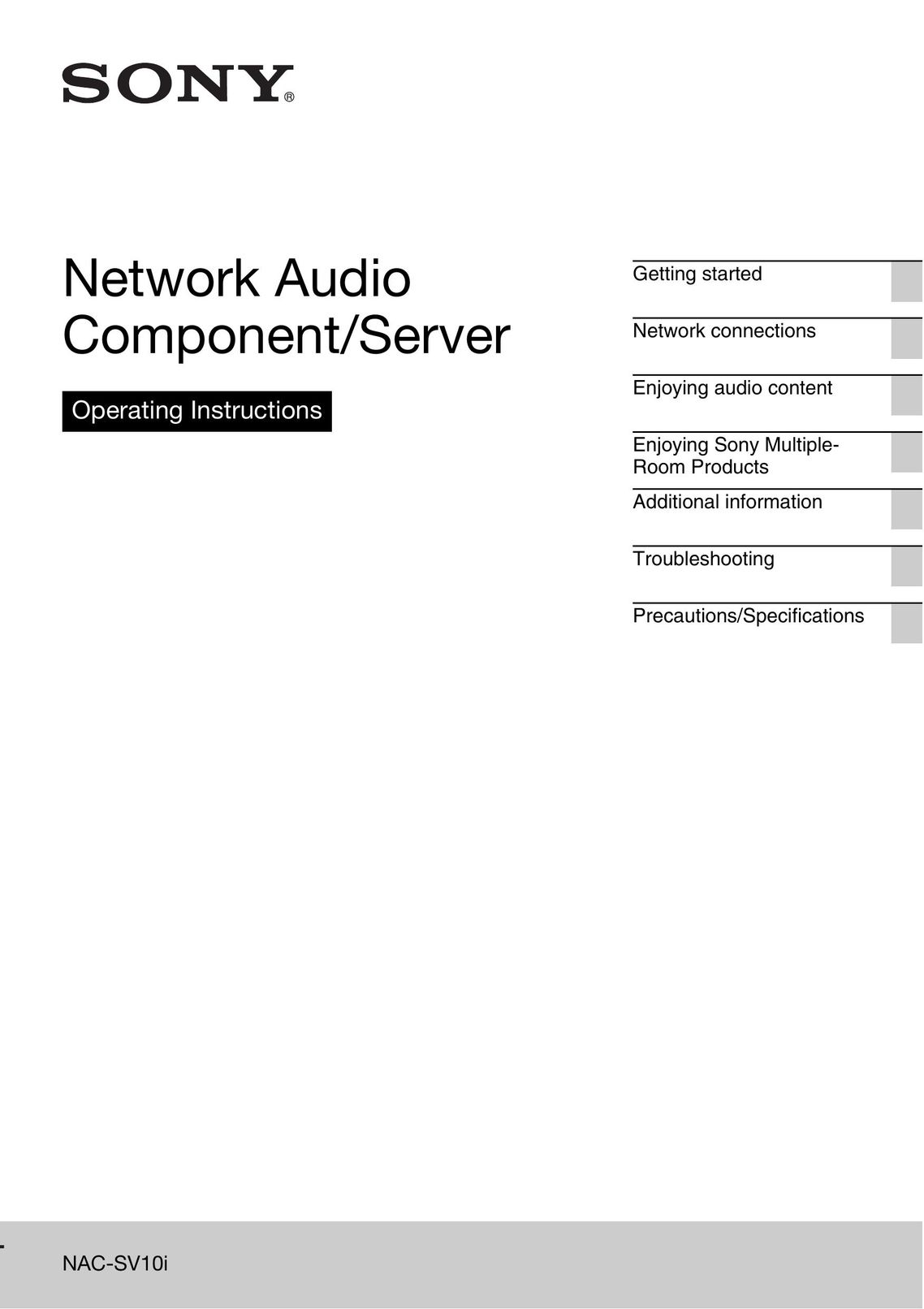 Sony NAC-SV10I Network Hardware User Manual