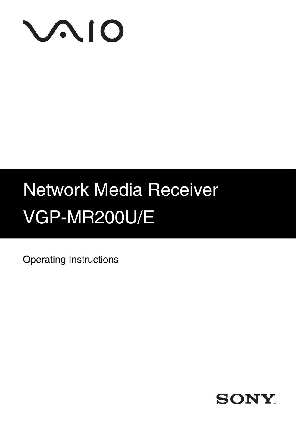 Sony VGP-MR200U/E Network Hardware User Manual