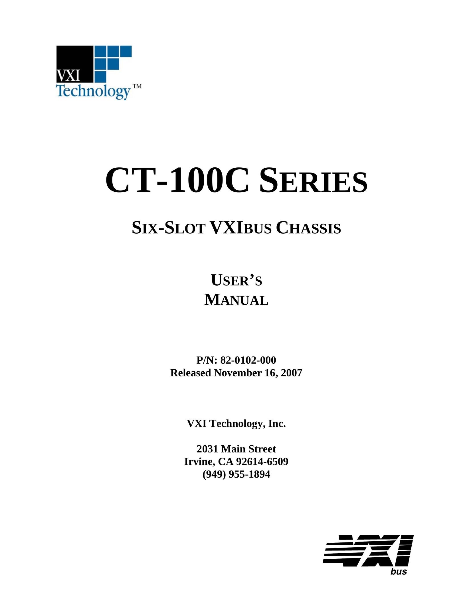VXI CT-100C Series Six-Slot VXIBus Chassis Network Hardware User Manual