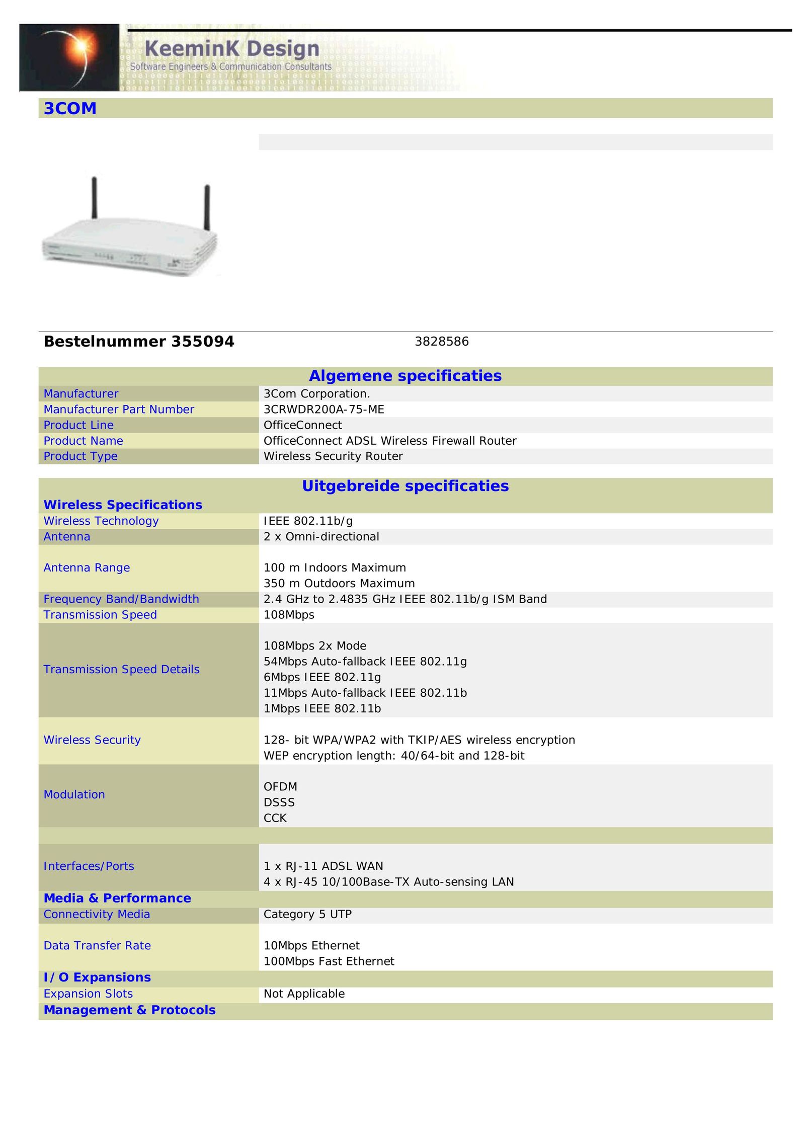 3Com 355094 Network Router User Manual