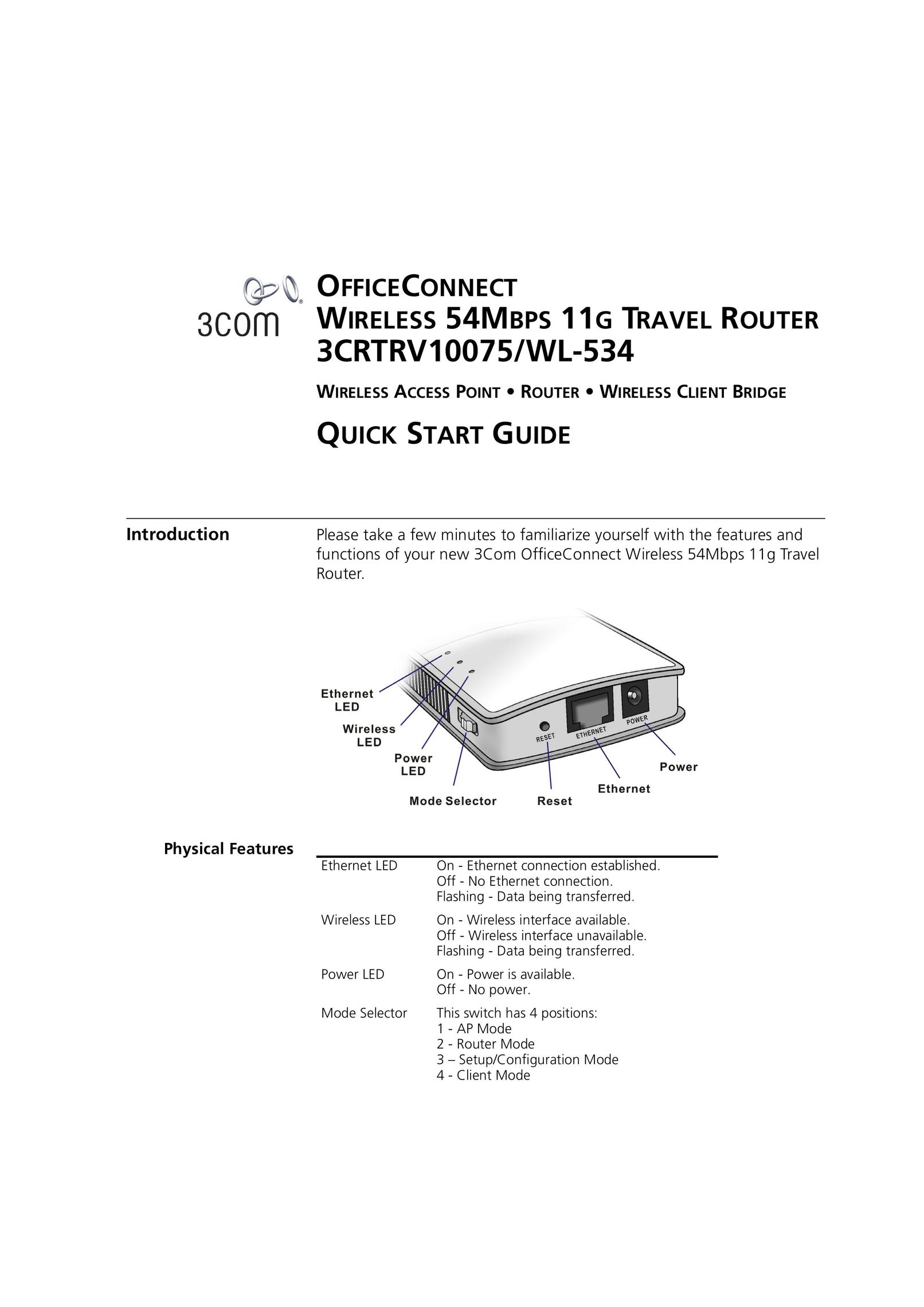 3Com 3CRTRV10075 Network Router User Manual