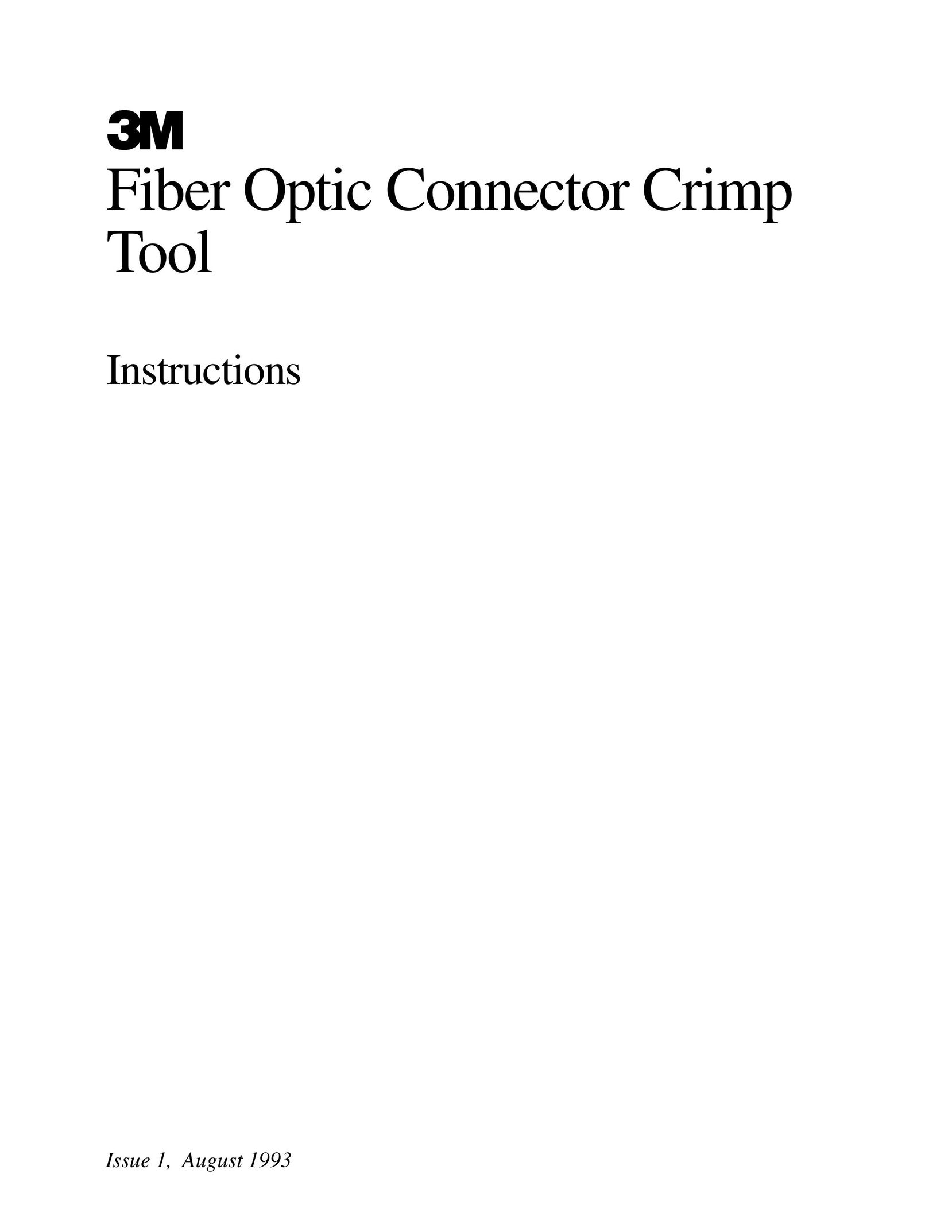 3M Fiber Optic Connector Crimp Tool Network Router User Manual