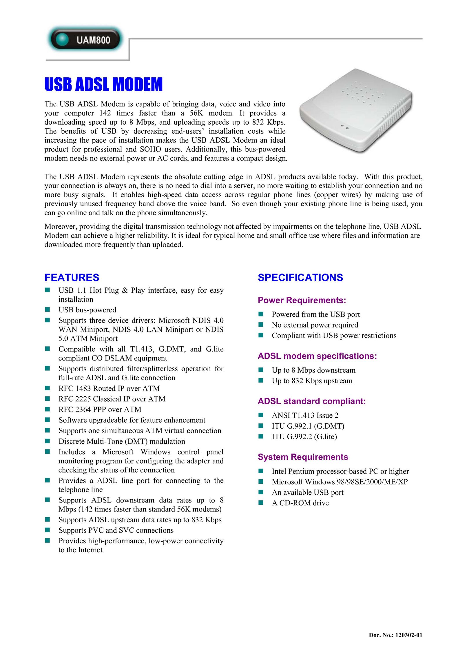Abocom UAM800 Network Router User Manual