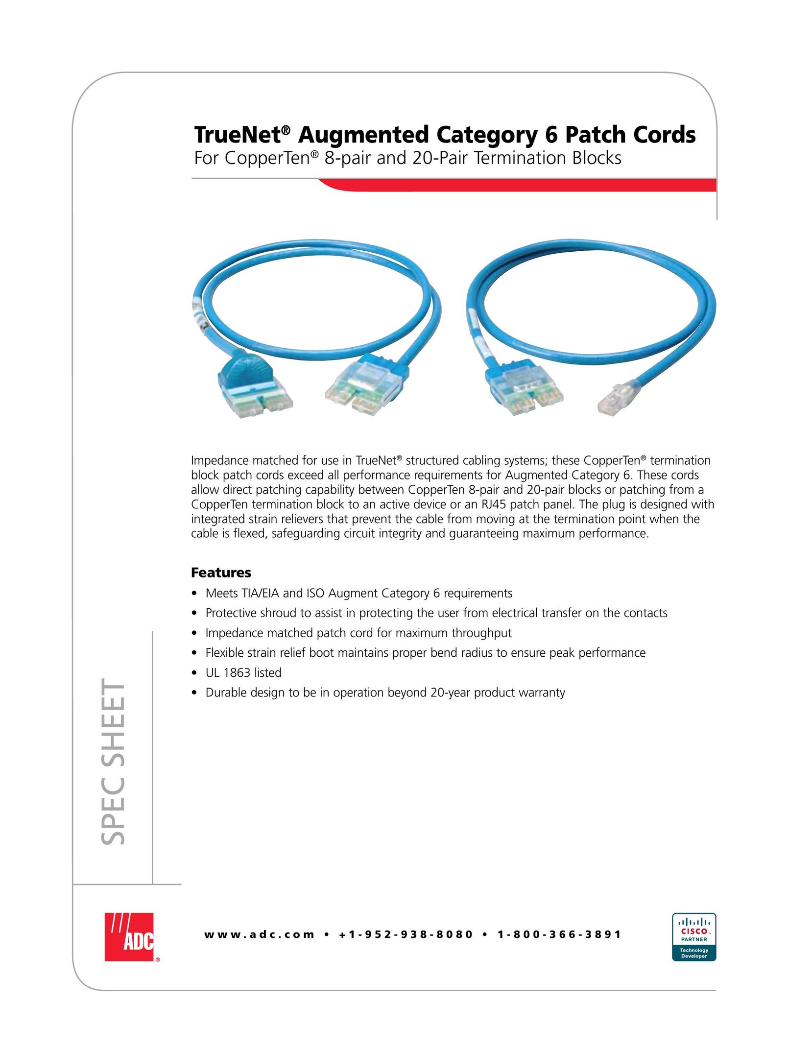 ADC Augmented Category 6 Patch Cords Network Router User Manual