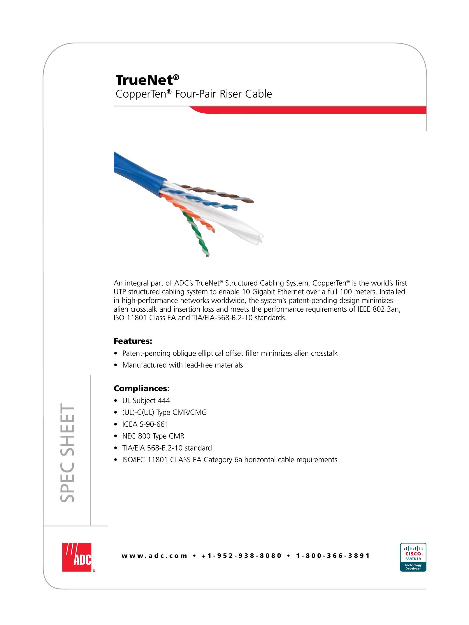 ADC Four-Pair Riser Cable Network Router User Manual