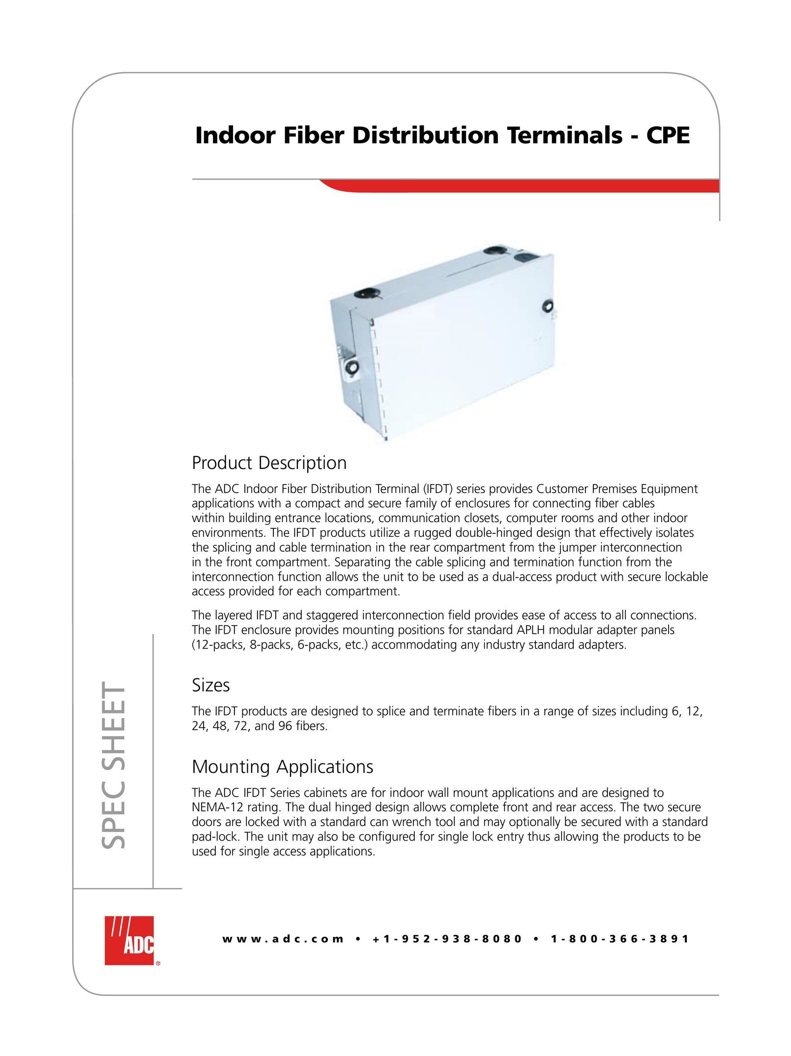 ADC Indoor Fiber Distribution Terminals Network Router User Manual